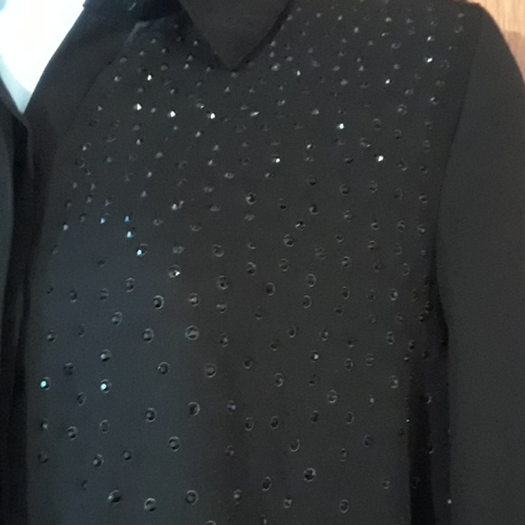 Black sequin sprinkled long sleeve blouse - Picture 2 of 3